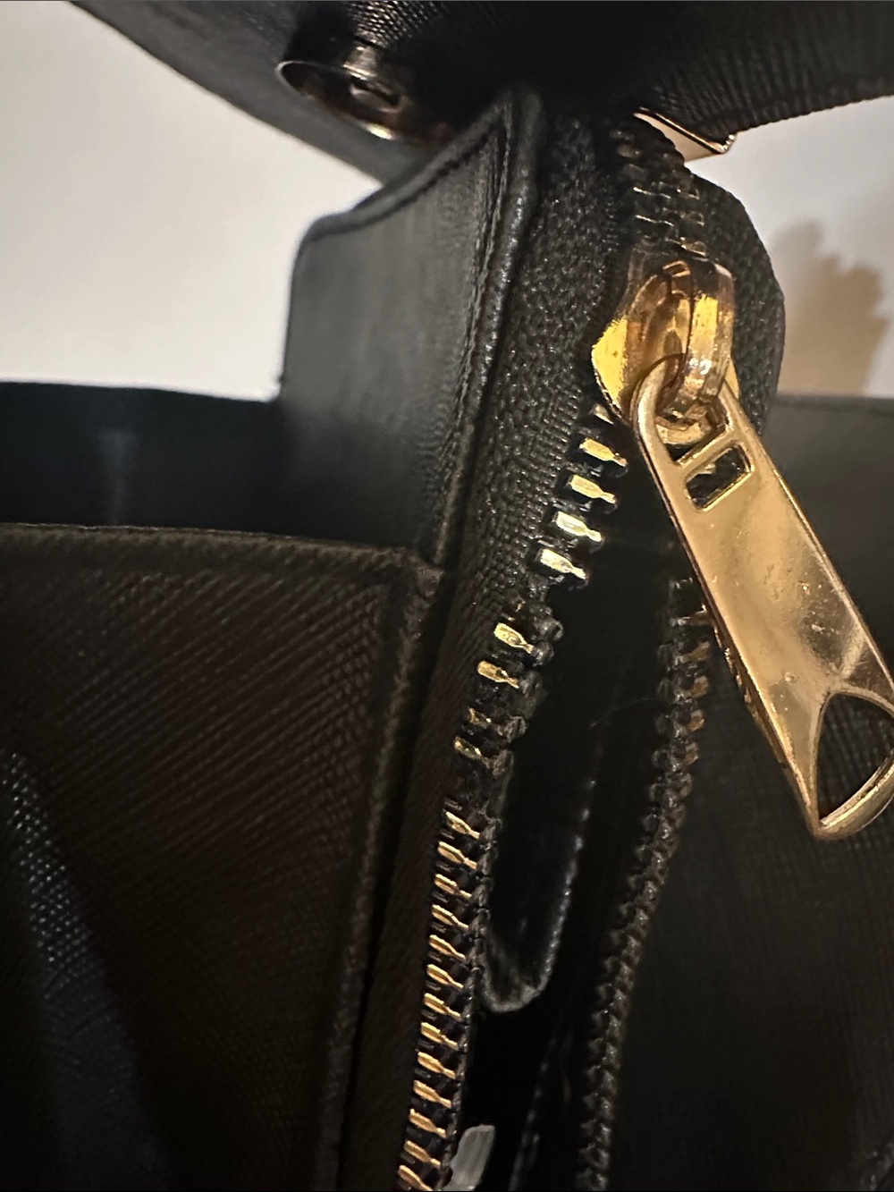 Black Embossed Crossbody Bag with Gold Accent - Picture 5 of 7
